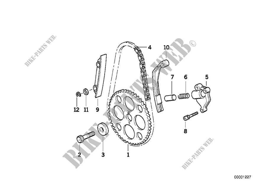 Cadena distr./riel tensor/deslizamiento para BMW Motorrad R 1100 RS 93 desde 1992