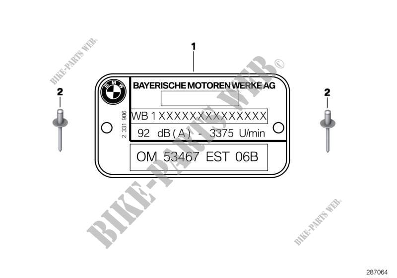 Placa características/placa advertencia para BMW Motorrad R 850 R 94 desde 1994
